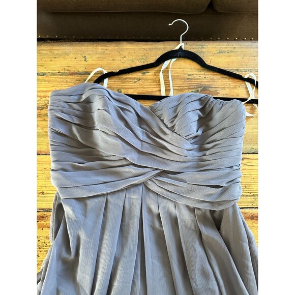 Davids Bridal Womens Strapless A-Line Chiffon Gown Size 16 Gray Formal Dress - Picture 8 of 10
